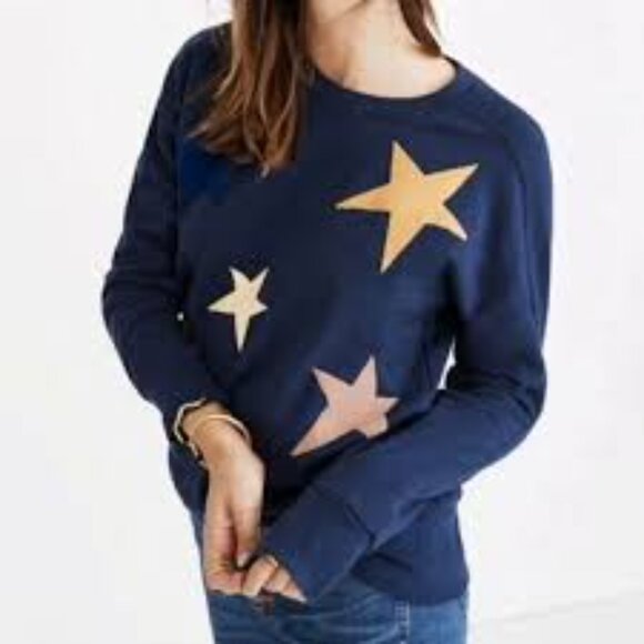Miles By Madewell Star Printed Navy Sweatshirt Size L - Picture 1 of 9